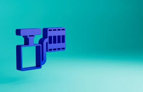Blue Handle detonator for dynamite icon isolated on blue background. Minimalism Stock Illustration