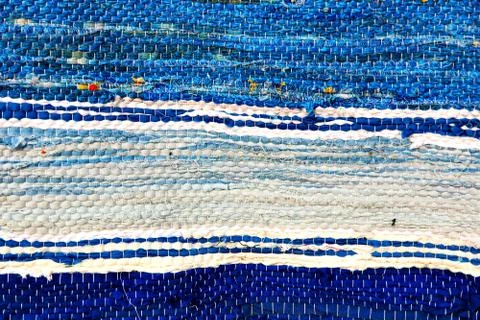 Blue handmade rug tekxure pattern.Background. Stock Photos