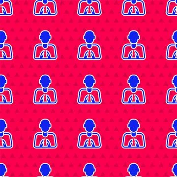 Blue Hands in praying position icon isolated seamless pattern on red background 스톡 일러스트