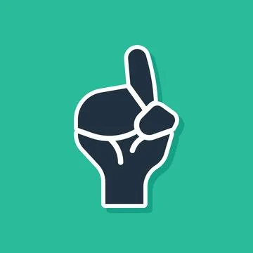 Blue Hands in praying position icon isolated on green background. Praying h.. Stock Illustration