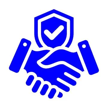 Blue Handshake and Shield Icon Representing Secure Partnership Ilustración de archivo