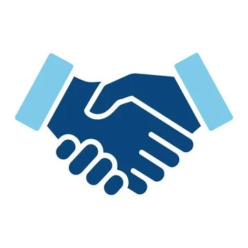 A blue handshake icon with light blue cuffs on a vector 스톡 일러스트