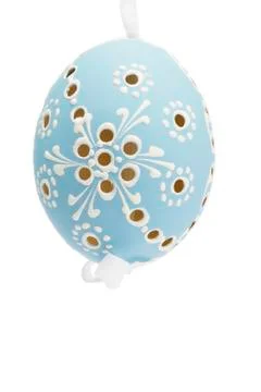 Blue hanging hand painted easter egg Stock Photos