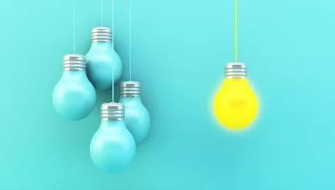 Blue hanging lightbulbs Illustrazione stock