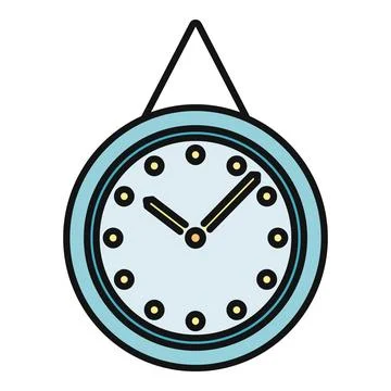 Blue hanging wall clock showing time icon イラスト素材
