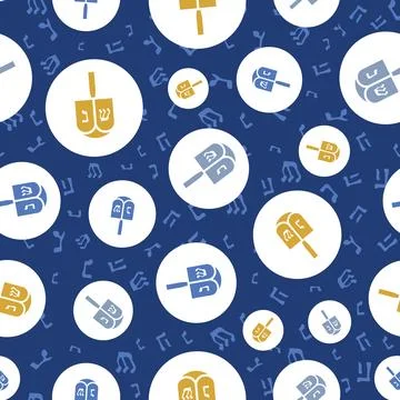 Blue Hanukkah Dreidels vector repeat pattern background design Illustrazione stock