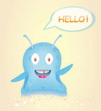 Blue happy alien. Stock Illustration