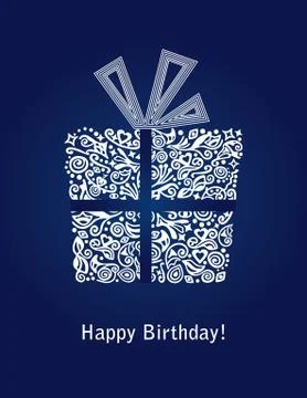Blue Happy Birthday card Stock Illustration