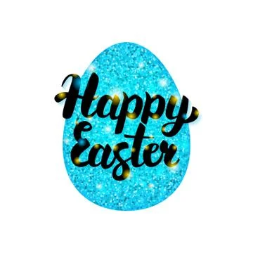 Blue Happy Easter Greeting Stock Illustration