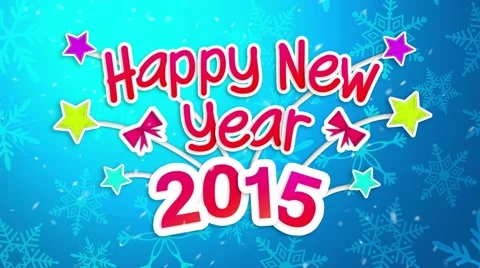 Blue Happy New Year 2015 Greeting Art Paper Card - 4K Resolution Ultra HD (UHD) Stock Footage 40498340