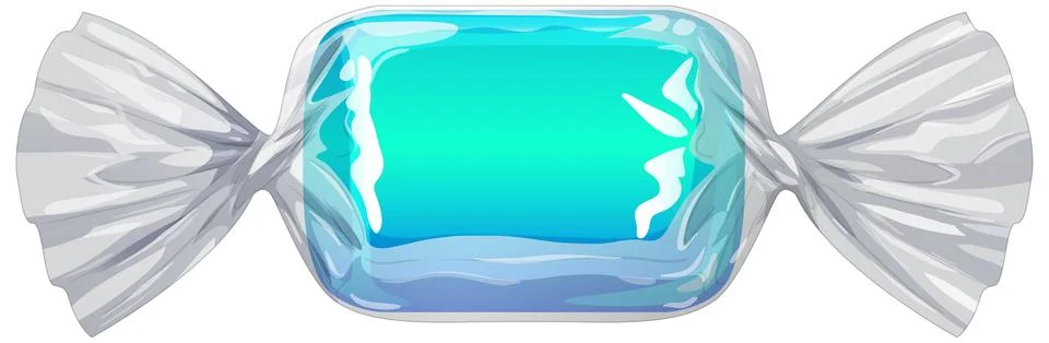 Blue Hard Candy in Transparent Plastic Cellophane Wrapper Illustration Stock Illustration