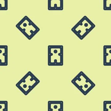 Blue Hard disk drive HDD icon isolated seamless pattern on yellow background Stock Illustration