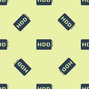 Blue Hard disk drive HDD icon isolated seamless pattern on yellow background 스톡 일러스트