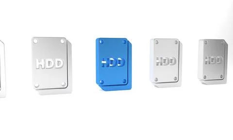 Blue Hard disk drive HDD icon isolated on white background. Minimalism conc.. Stock Illustration