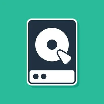Blue Hard disk drive HDD icon isolated on green background.  Vector Stock Illustration