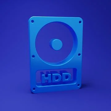 Blue Hard disk drive HDD icon isolated on blue background. Minimalism conce.. Stock Illustration