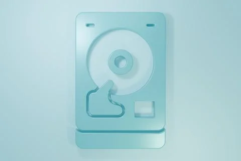 Blue Hard disk drive HDD icon isolated on blue background. Minimalism conce.. 스톡 일러스트