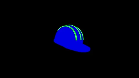 Blue Hard Hat with Green Stripes on Black Background Industrial Safety Equi.. Stock Footage 341921705
