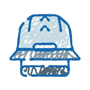 Blue hard hat sketch representing construction safety engineering Stock Illustration