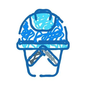 Blue hard hat sketch representing industrial safety and protection Stock Illustration