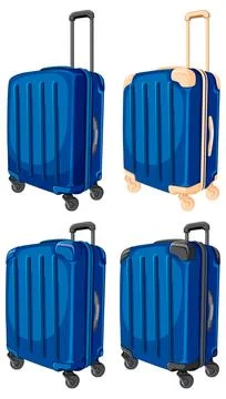 Blue Hard Shell Suitcase Set With Telescopic Handles Illustration