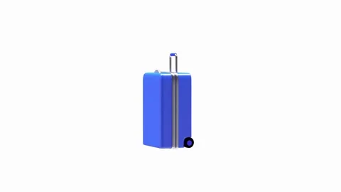 Blue hard suitcase rotates in 3D animation. Stock Footage 336567085