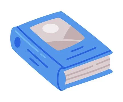 Blue hardback book. Science, hobby, education concept cartoon vector Stock Illustration