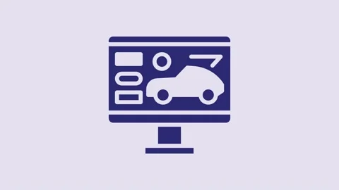 Blue Hardware diagnostics condition of car icon isolated on purple background Stock Footage 232787312