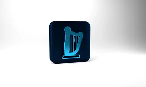 Blue Harp icon isolated on grey background. Classical music instrument, orhestra Stock Illustration
