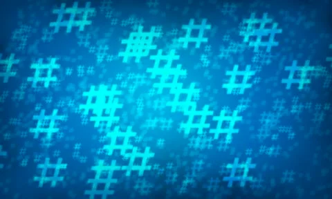 Blue hashtag random pattern background. Stock Illustration