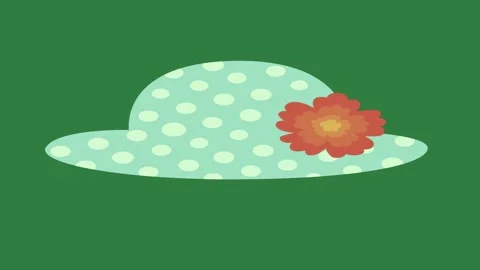 Blue hat flower scene movement backgrounds emotion cartoonish illustration Stock Footage 335147417