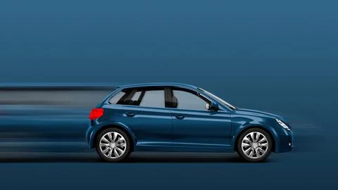 Blue hatchback car desktop wallpaper Stock Illustration