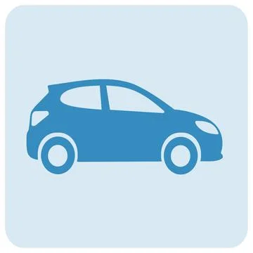 Blue hatchback car profile view vector icon Stock Illustration