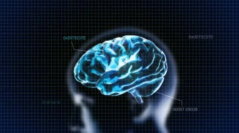 Blue head brain with code  for medical and technology concept Stock Footage 8853777
