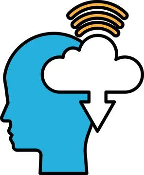 A blue head with a cloud in the background Stock Illustration