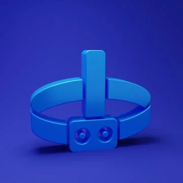 Blue Head flashlight icon isolated on blue background. Tourist head flashli.. Stock Illustration
