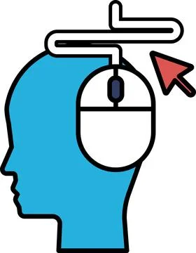 A blue head with a mouse on it 스톡 일러스트