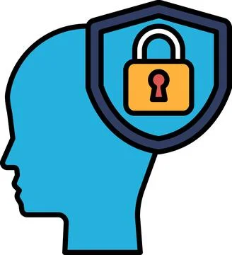 A blue head with a red keyhole on it Illustrazione stock
