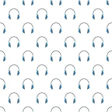 Blue headphones creating a vector seamless pattern background Stock Illustration
