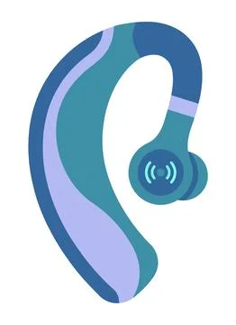 Blue hearing aid device illustration for medical wellness and mental health care Stock Illustration