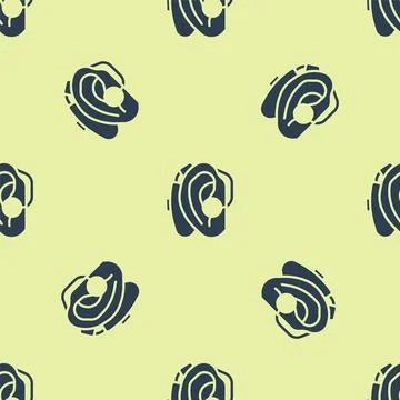 Blue Hearing aid icon isolated seamless pattern on yellow background. Hearing Stock Illustration
