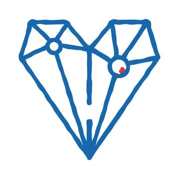 Blue heart diamond network connection symbol drawing Stock Illustration
