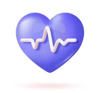 Blue heart with ECG line. Vector illustration Stock Illustration