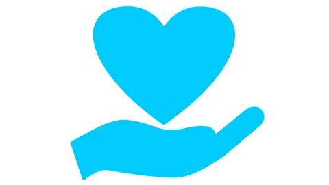 Blue heart with hand white Stock Footage 224856783