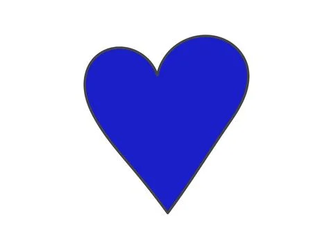 Blue heart icon on white background, Minimalist heart shape illustration, Sim Stock Illustration