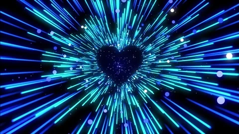 Blue Heart Light Rays Explosion – Valentine's Day 4K Motion Background Stock Footage 341892431