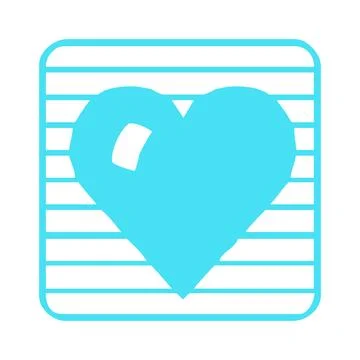Blue Heart On Line Pattern Icon Stock Illustration