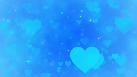 Blue heart love floating cyan hearts, gentle stars, soft bokeh, and bright roman Stock Footage 340455853