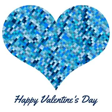Blue heart made of pixels Stock Illustration