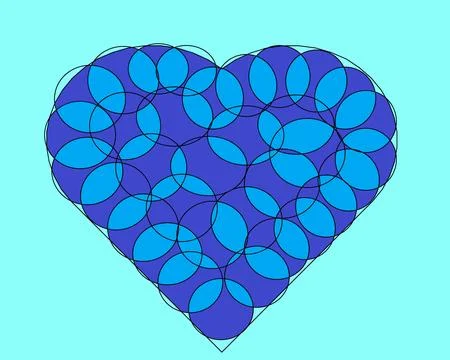 Blue Heart Pattern with Overlapping Circles Illustrazione stock